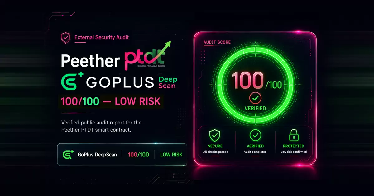 Peether PTDT GoPlus DeepScan security audit - 100 out of 100, LOW RISK